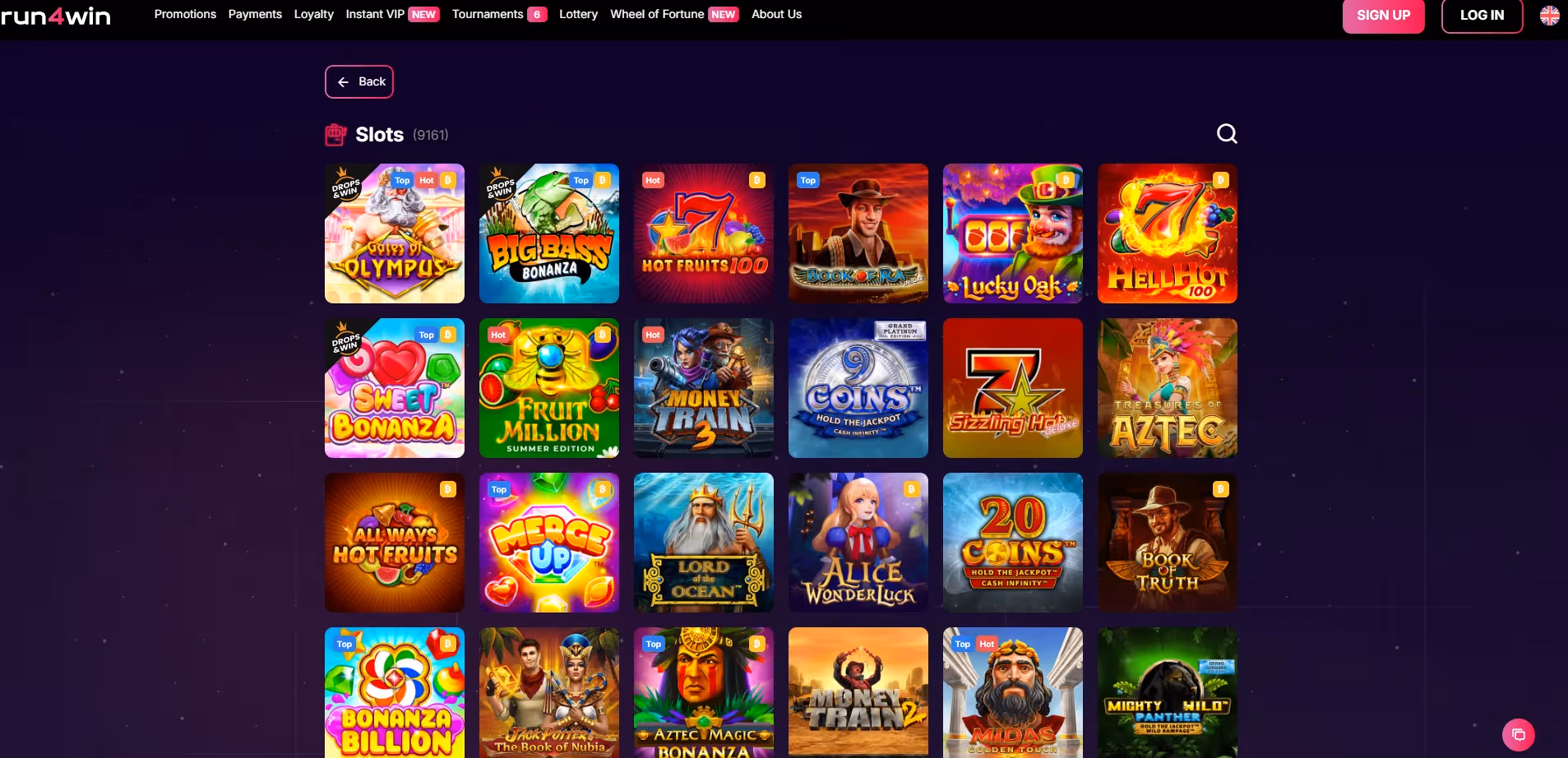 Run4Win Casino Lobby Image