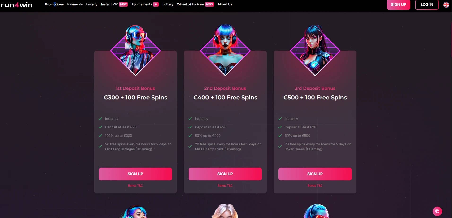 Run4Win Promotion Offers Page