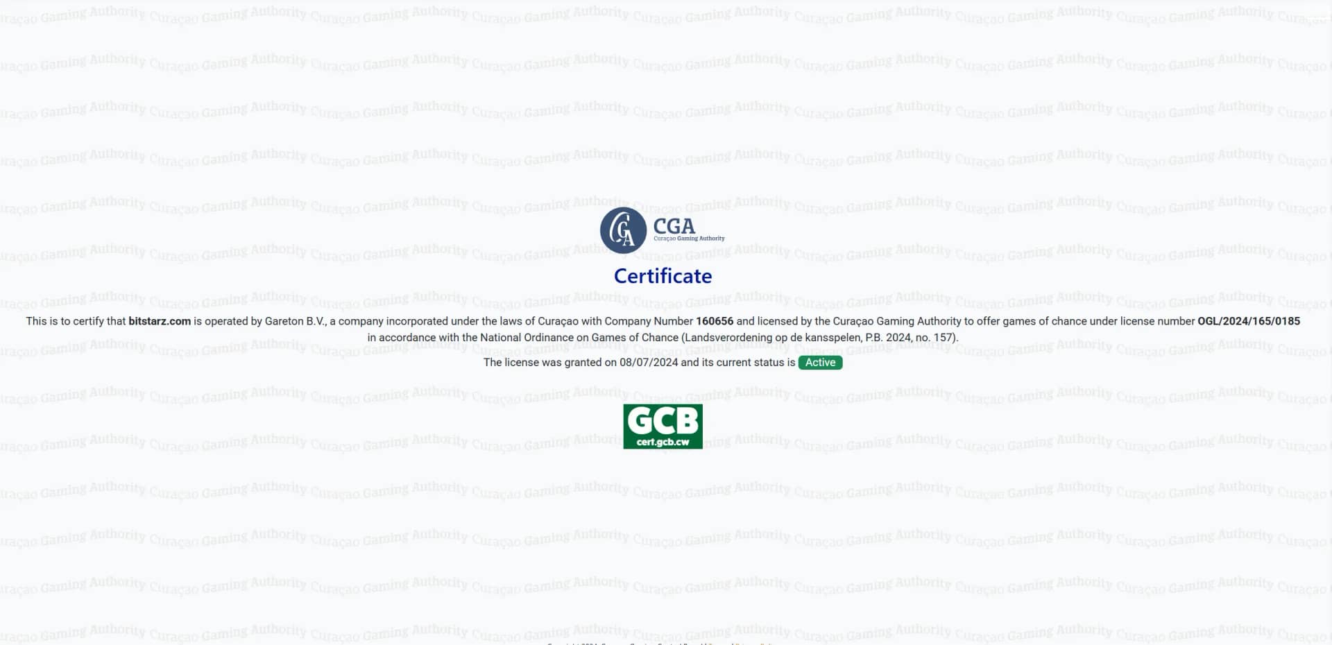 BitStarz License information