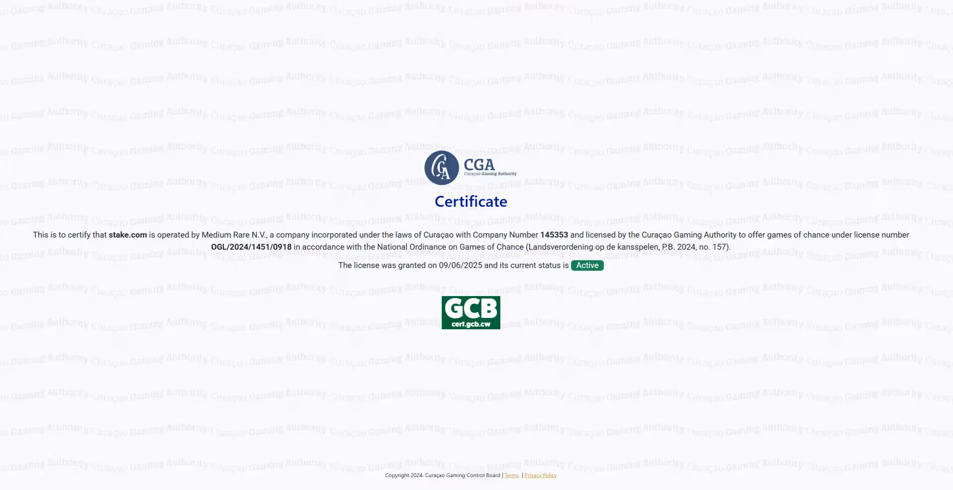 Stake License Information