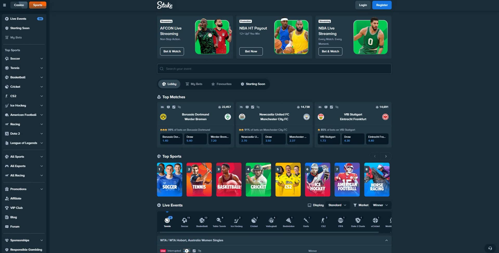 Stake Sports Betting Lobby