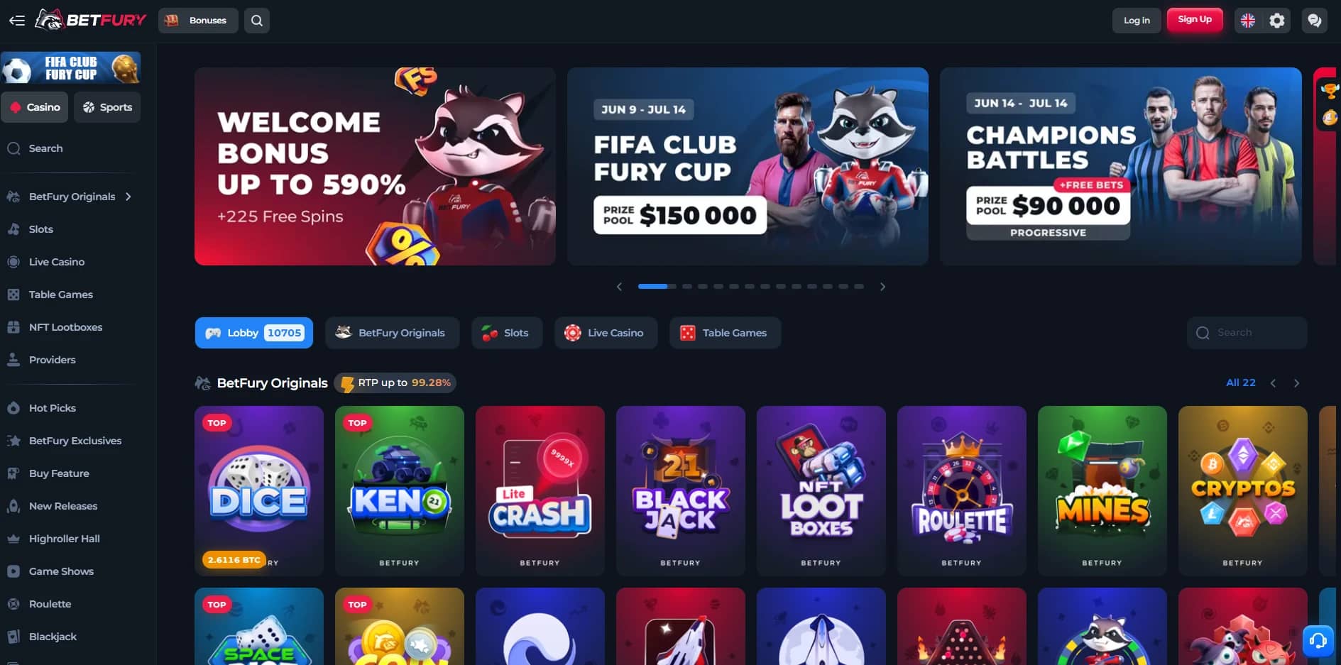 BetFury Casino Lobby