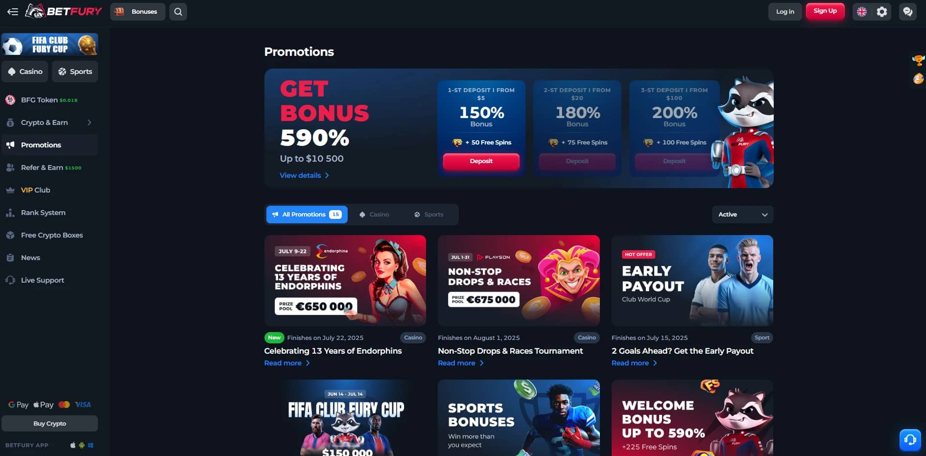 BetFury Promotions Offers Page